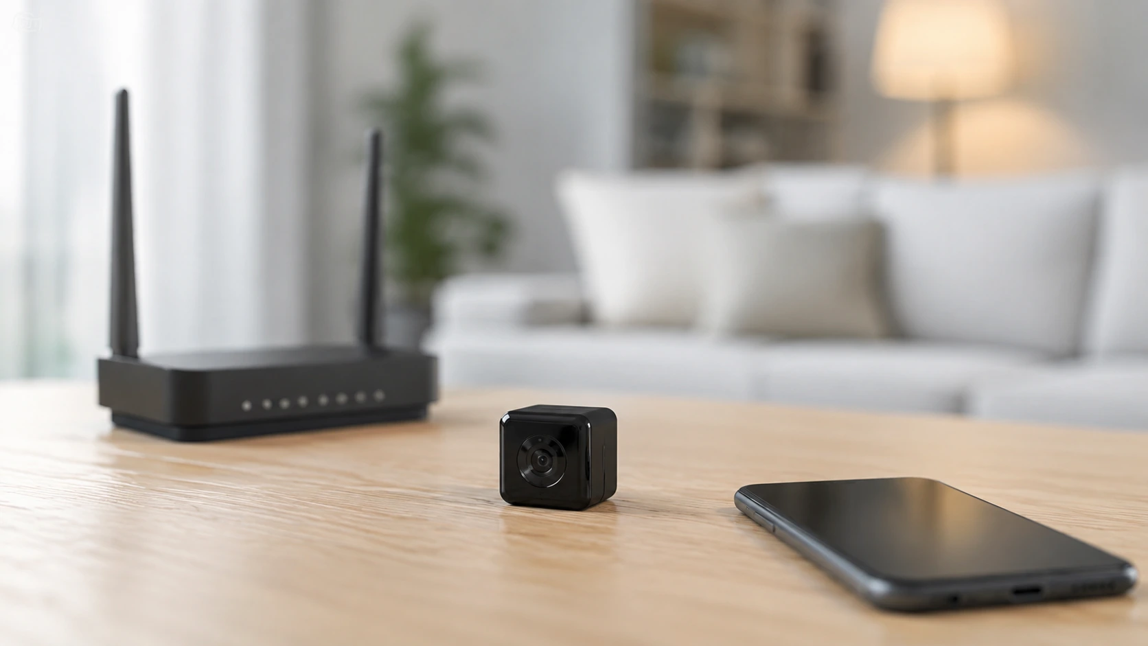 Mini camara espia wifi Full HD en diseño tecnológico para guía de compra